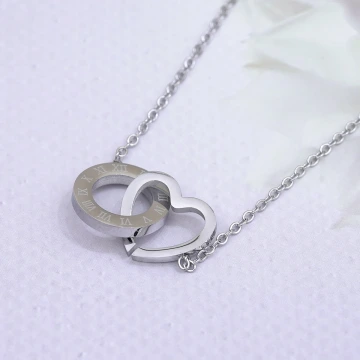 316鋼飾&times;愛心圓環&times;鎖骨項鍊&times;銀色