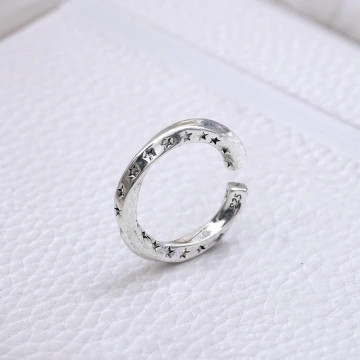 925銀飾&times;旋轉復古星星&times;開口戒指