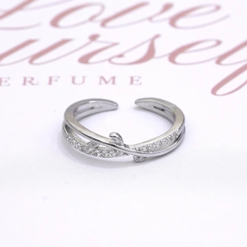 925銀飾×晶鑽橄欖枝×開口戒指