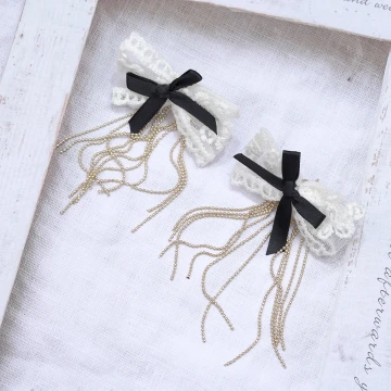 法式蕾絲蝴蝶結×吊墜耳環