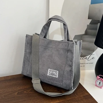 燈芯絨休閒小方包×斜背包×灰色