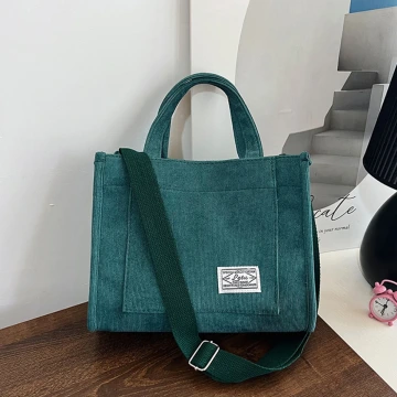 燈芯絨休閒小方包×斜背包×綠色