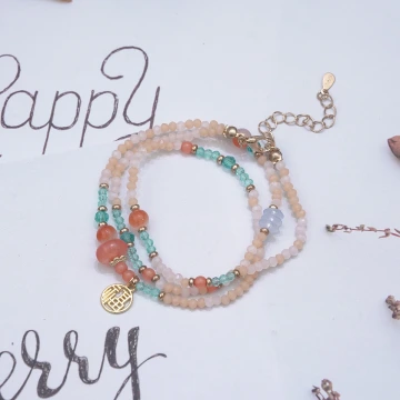 福字彩色串珠×多層手鍊(可當項鍊)