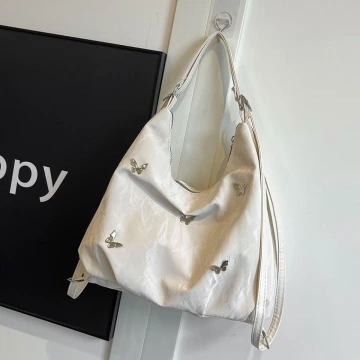 蝴蝶麂皮變形包×後背包×白色