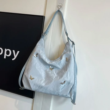 蝴蝶麂皮變形包×後背包×藍色