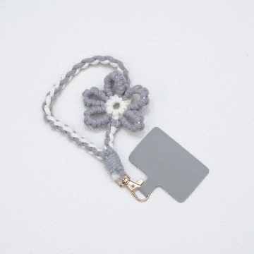 針織小花兒&times;手機腕帶掛繩&times;灰色