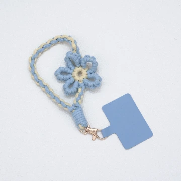 針織小花兒×手機腕帶掛繩×藍黃