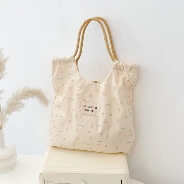 森林動物印花×手提袋×米白熊熊