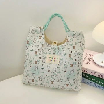 動物好朋友印花×手提袋×綠色