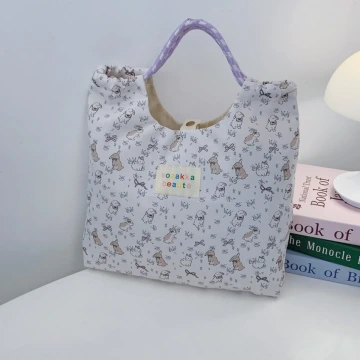 動物好朋友印花×手提袋×紫色