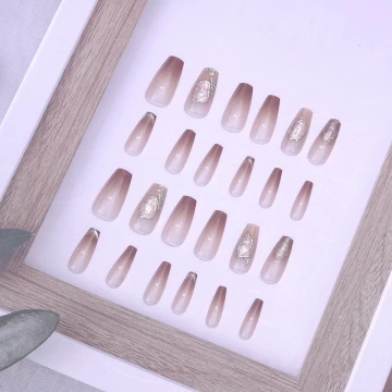 漸變粉紅魔鏡亮面&times;穿戴式手指甲片&times;二十四入