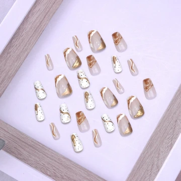 焦糖咖啡牛奶亮面&times;穿戴式手指甲片&times;二十四入