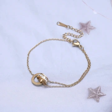 316鋼飾&times;雙環晶鑽&times;手鍊&times;金色