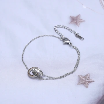 316鋼飾&times;雙環晶鑽&times;手鍊&times;銀色