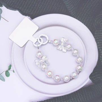 糖果紙彩珠蝴蝶結&times;手機腕帶掛繩&times;白色