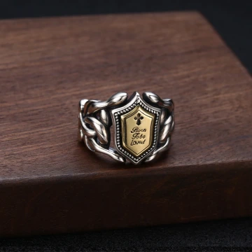 美式×復古×十字軍之盾×開口戒指