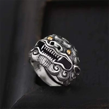 中式&times;復古&times;開口笑&times;唐獅&times;開口戒指