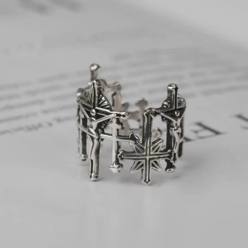 美式&times;復古&times;愛與救贖十字架&times;開口戒指&times;中性戒