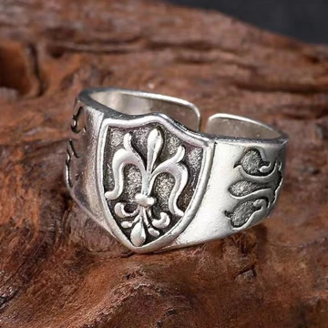 美式×復古×十字藤花盾×開口戒指×中性戒