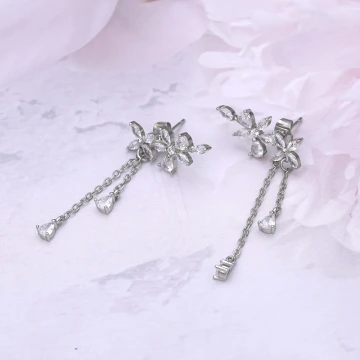 925銀針×精靈花朵×後掛式耳環