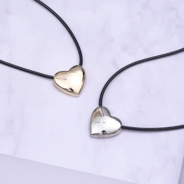 極簡愛心×蠟繩×可調節長項鍊×共二色