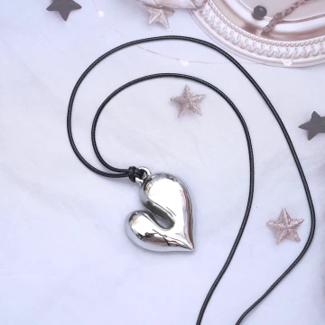不規則愛心&times;蠟繩&times;可調節長項鍊