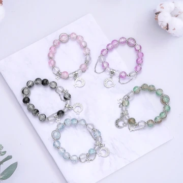 彎月銜星&times;固定式串珠手鍊&times;共五色