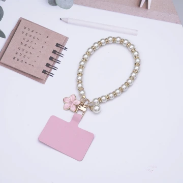 櫻花輕奢珍珠&times;手機腕帶掛繩&times;粉紅