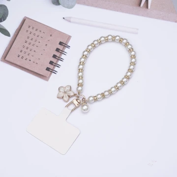 櫻花輕奢珍珠×手機腕帶掛繩×白色