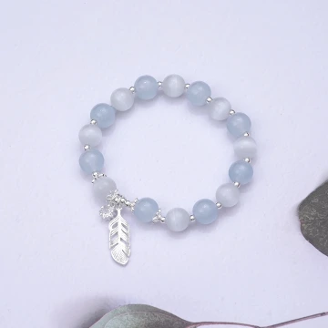 冰雪淡藍仙女羽毛&times;固定式串珠手鍊