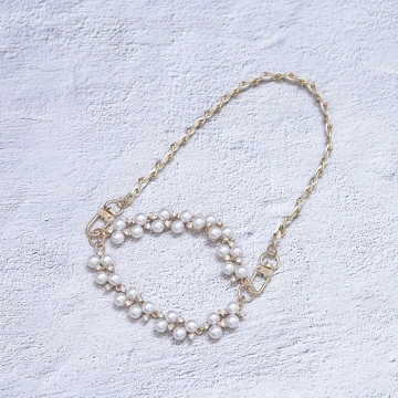 金色鑲鑽珍珠葡萄×飲料杯繩×白色提把