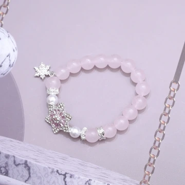 粉紅雪花之星×固定式串珠手鍊