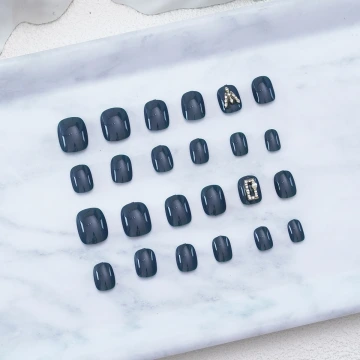 藏藍內斂方鑽亮面×穿戴式手指甲片×二十四入