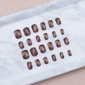 美拉德風琥珀亮面×穿戴式手指甲片×二十四入