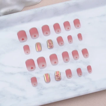 腮紅極光蝴蝶結霧面×穿戴式手指甲片×二十四入