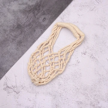 素色鏤空網編×飲料水瓶提袋×黃色