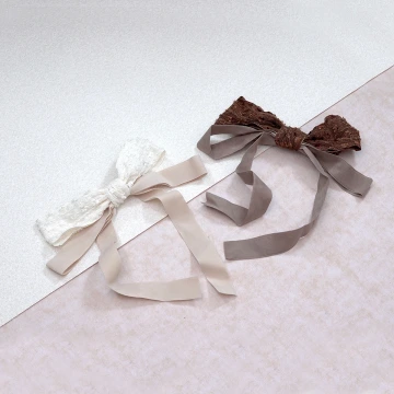 赫本風蕾絲蝴蝶結飄帶&times;蝴蝶髮夾&times;共二色