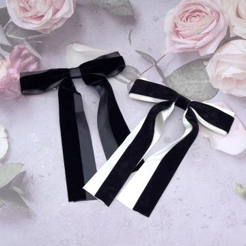雙層飄帶長尾蝴蝶結&times;蝴蝶髮夾&times;共二色