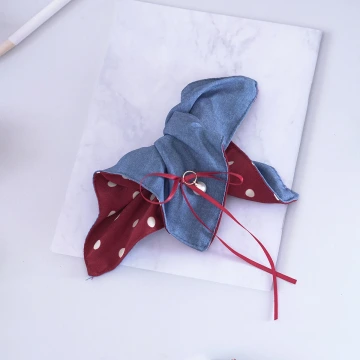 紅藍撞色波點點×髮束