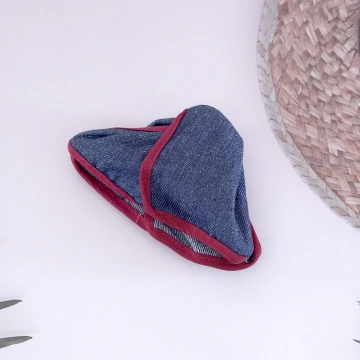 深藍丹寧牛仔布紅邊×鯊魚夾