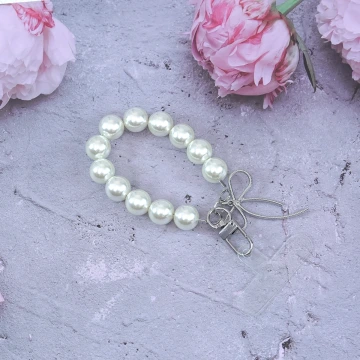 大珍珠細線蝴蝶結&times;手機掌上掛繩