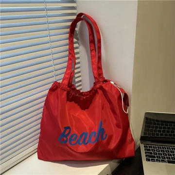 尼龍字母沙灘包&times;肩背包&times;紅色