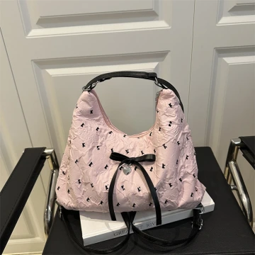 甜心蝴蝶結抓皺感&times;變形後背包&times;粉紅