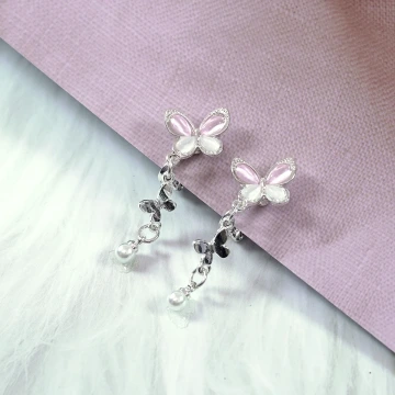 靈動粉蝶×三角耳夾