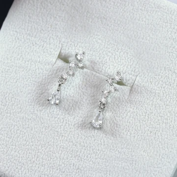 法式小水滴晶鑽&times;吊墜耳環