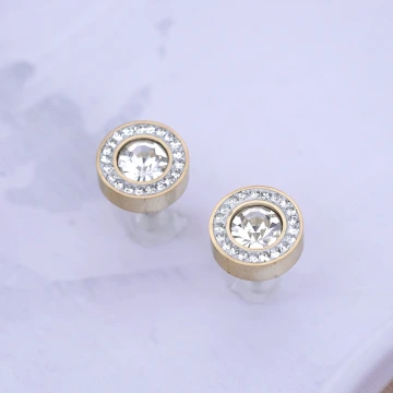 鋼飾×滿鑽圓圈×耳釘×金色