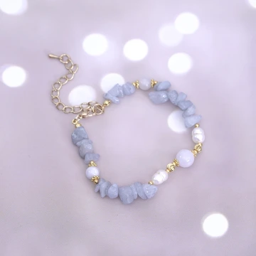 清新海藍寶珍珠&times;手鍊