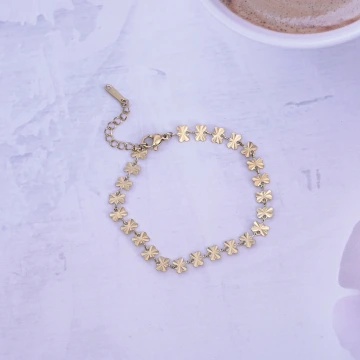 316鋼飾&times;四葉草壓花紋 &times;手鍊&times;金色