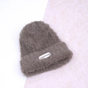 金屬標牌仿貂毛&times;毛帽&times;棕咖