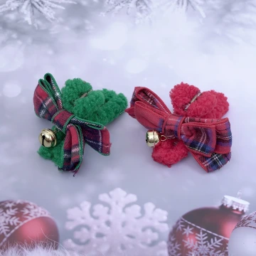 紅綠格紋鈴鐺×鯊魚夾×共二色